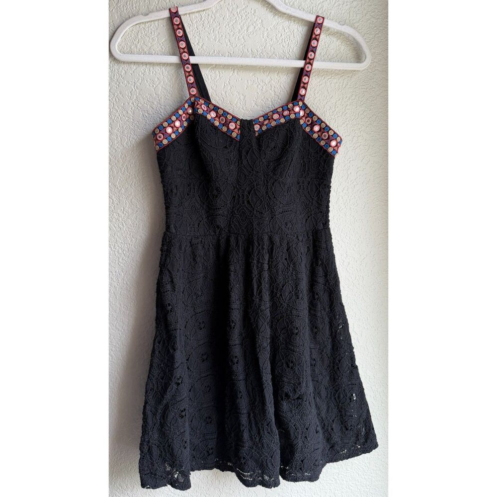 2016 Xhilaration Black Lace Dress Small Embroidered Mirror Trim Boho Mini